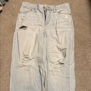 Blue Boyfriend Distressed Jeans Relaxed Fit